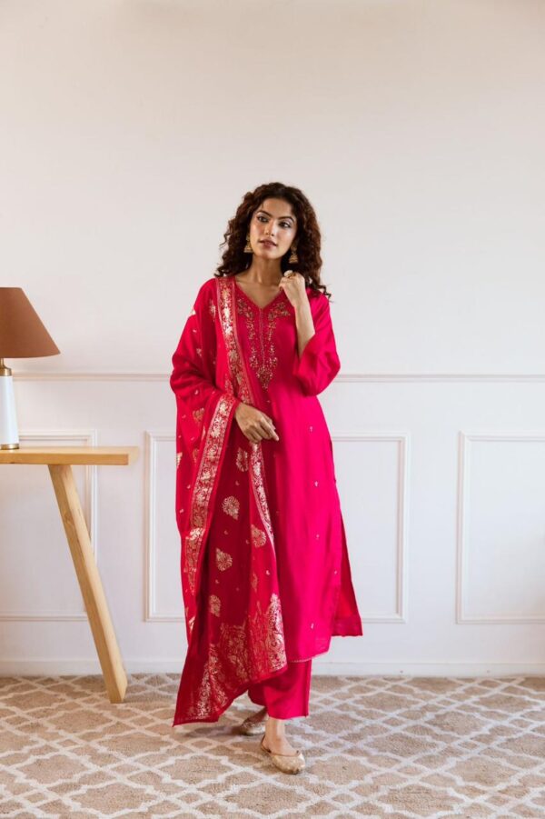 Dola Silk straight suit with dupatta