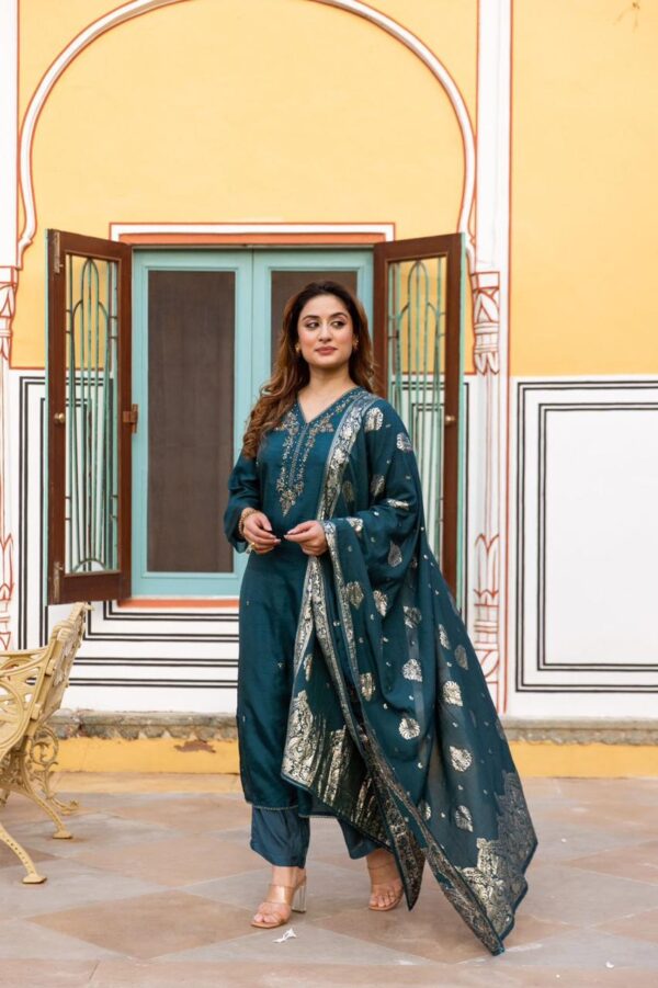 Dola Silk straight suit with dupatta