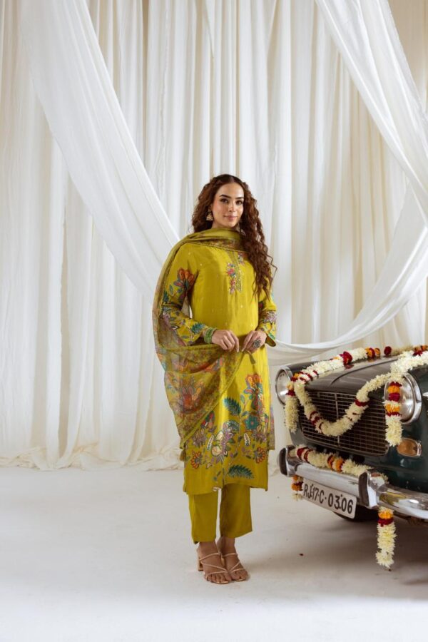 Dola Silk straight suit with dupatta - Image 2