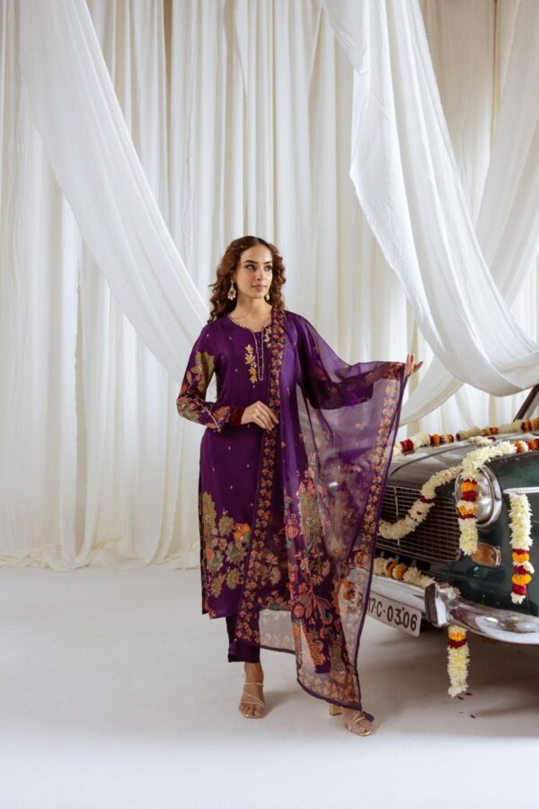 Dola Silk straight suit with dupatta - Image 4