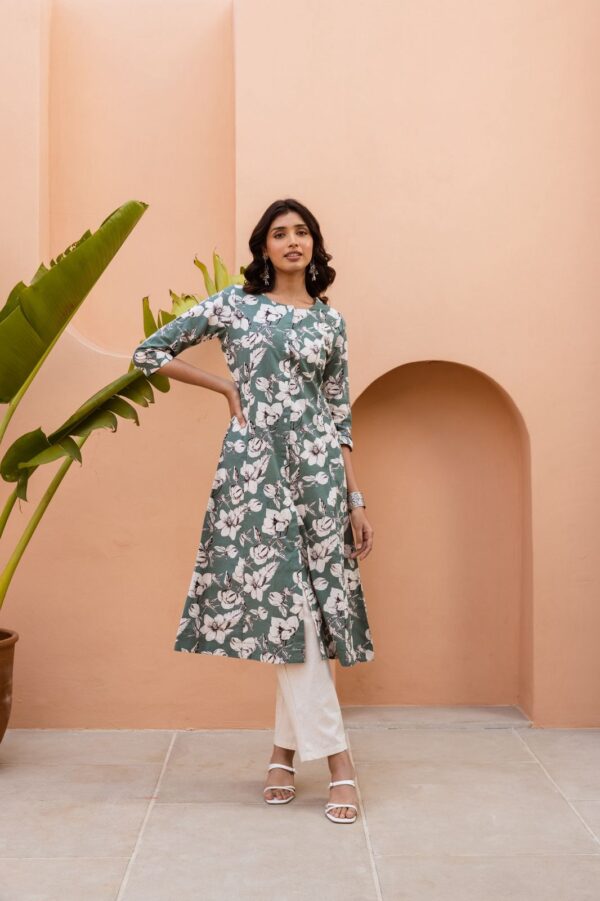 Pure cotton floral kurta set