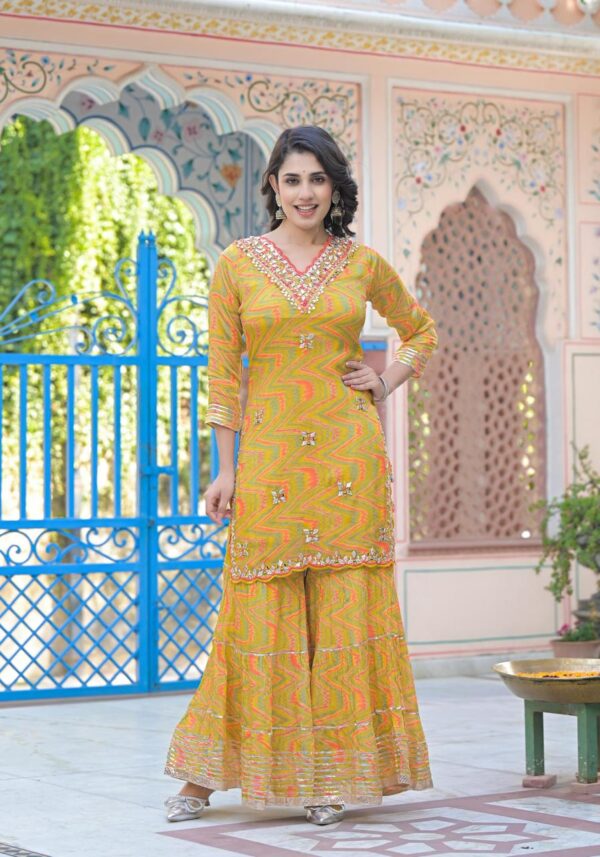 Pure Chinon Kurta with Sharara Set - Image 10