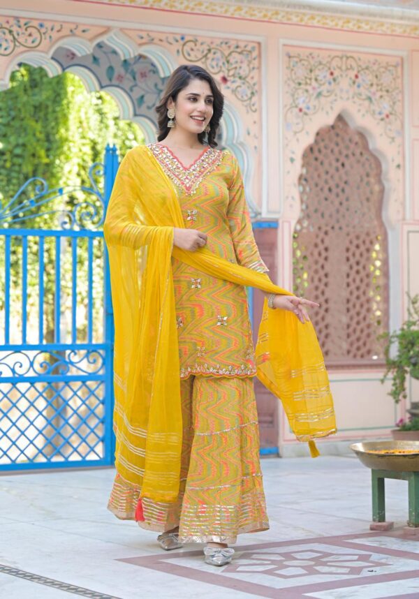 Pure Chinon Kurta with Sharara Set