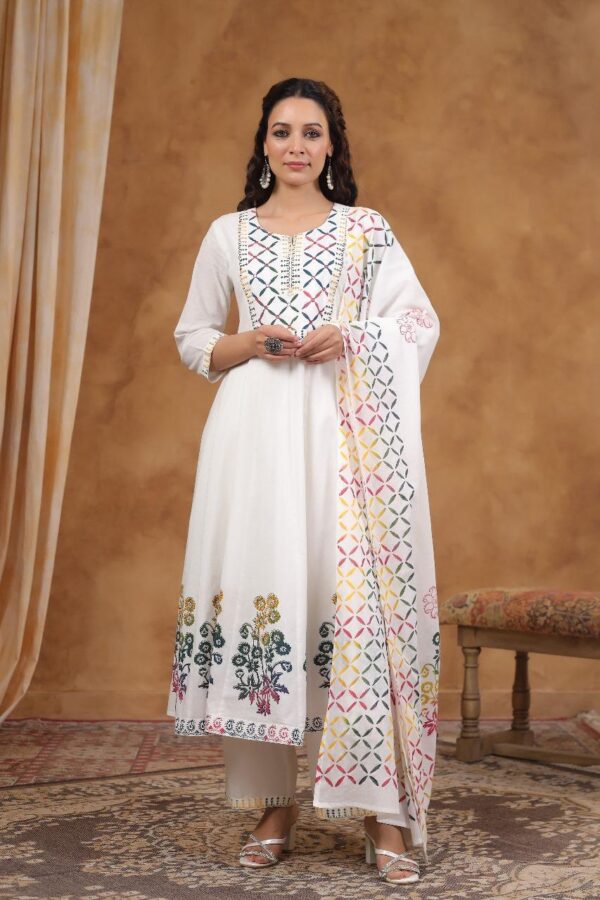 Cotton Floral Print Anarkali Kurta set - Image 6