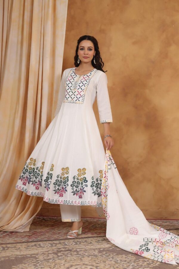 Cotton Floral Print Anarkali Kurta set - Image 10