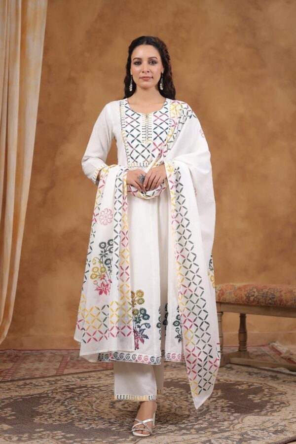 Cotton Floral Print Anarkali Kurta set - Image 14