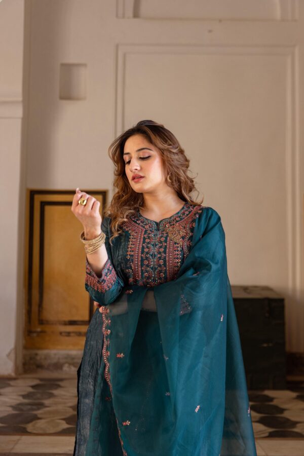 Embroidered Silk Kurta Set - Image 5