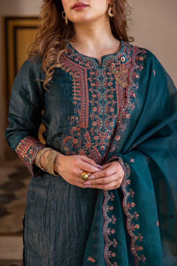 Embroidered Silk Kurta Set - Image 4