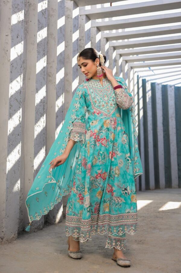 Elegant Floral Anarkali Kurta Set - Image 3