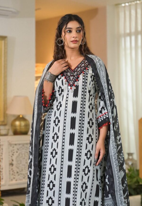 Elegant Cotton A-Line Kurta Set - Image 2