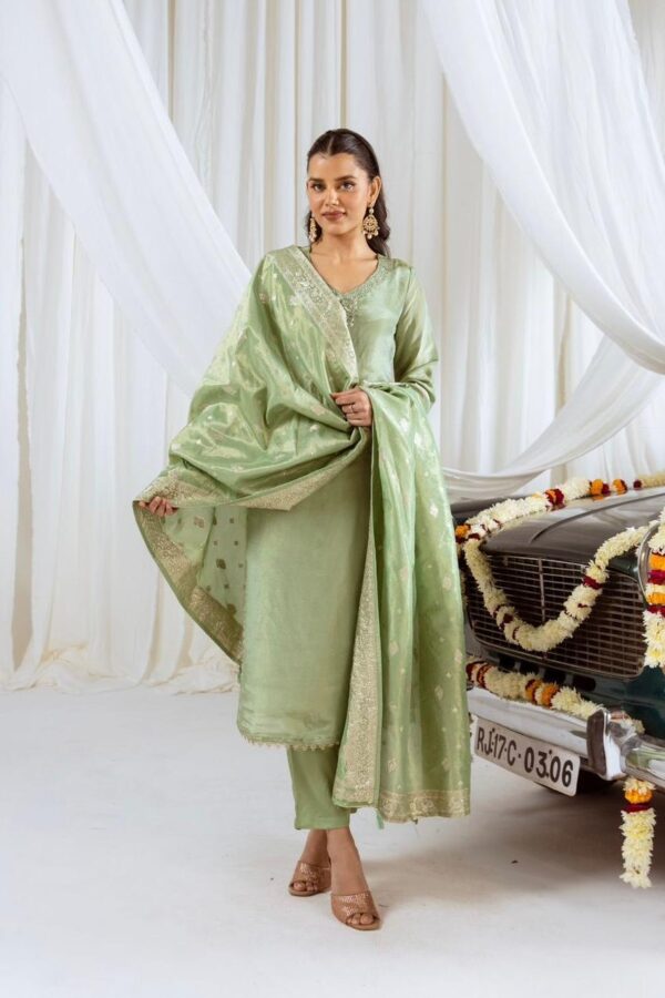 Premium Shimmer Tissue Straight Kurta - Image 2