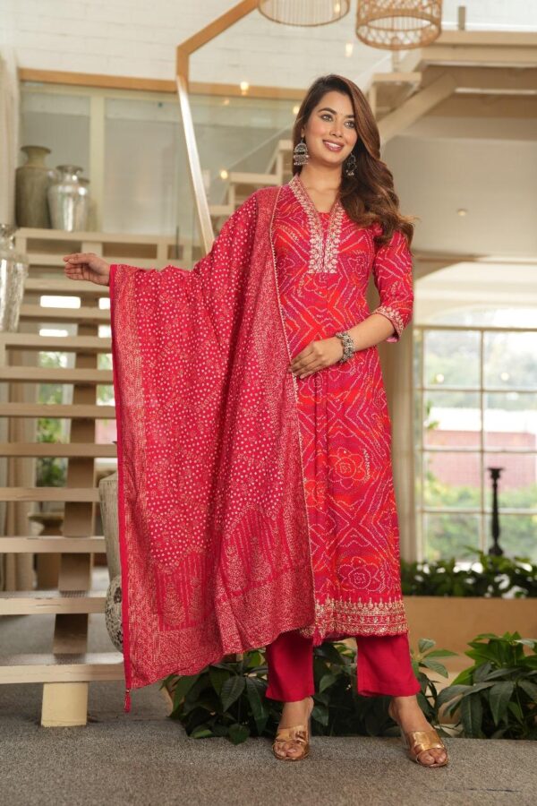 Elegant Bandhini A-line Kurta Set - Image 6