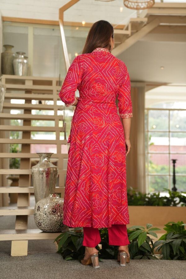 Elegant Bandhini A-line Kurta Set - Image 7