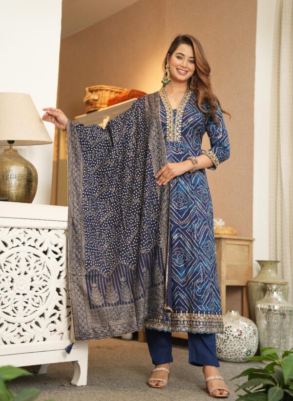 Elegant Bandhini A-line Kurta Set - Image 5