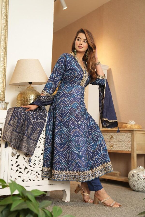 Elegant Bandhini A-line Kurta Set - Image 7