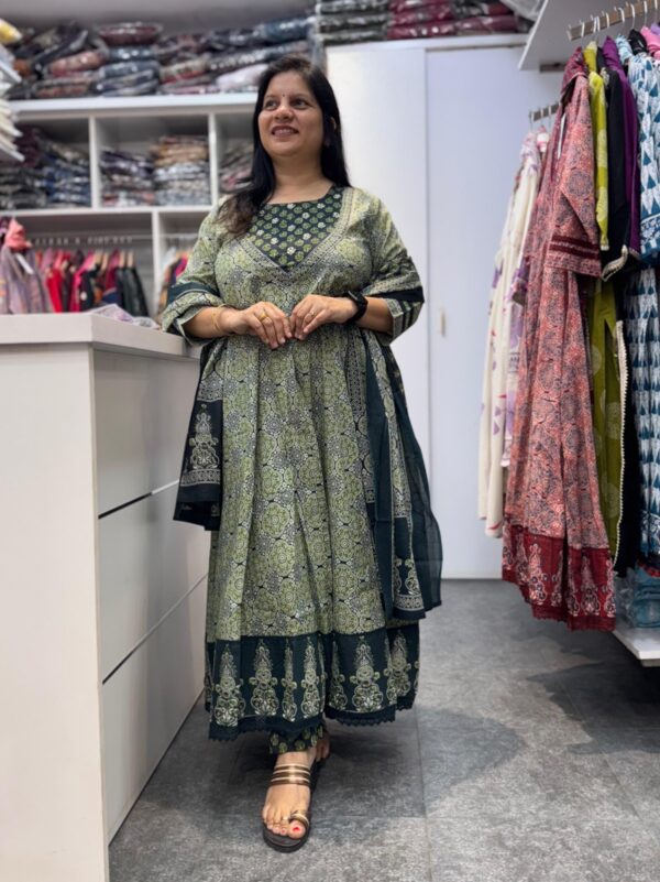 Cotton Anarkali Gown Suit - Image 3