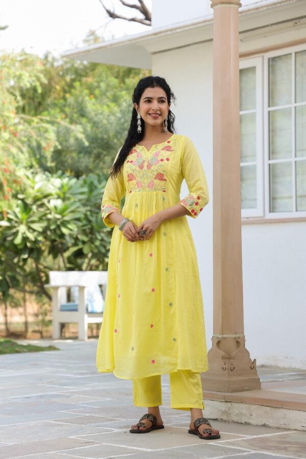 Embroidered A-Line Kurta Set - Image 9