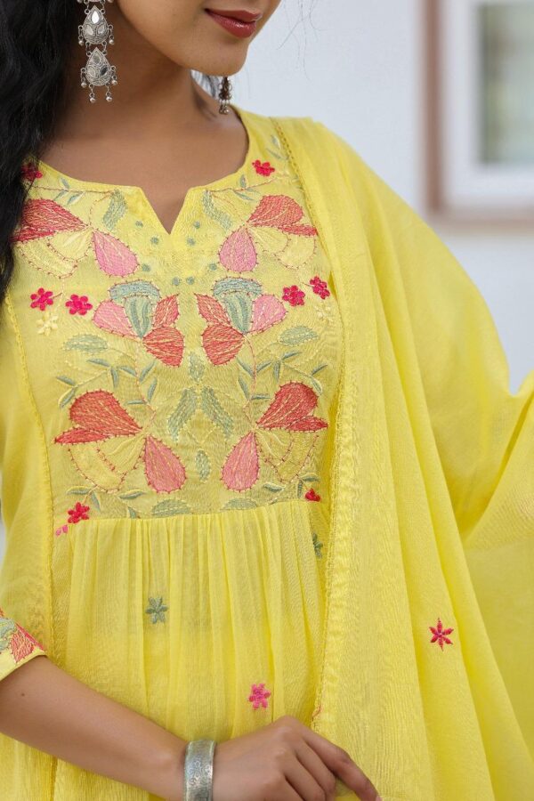 Embroidered A-Line Kurta Set - Image 3