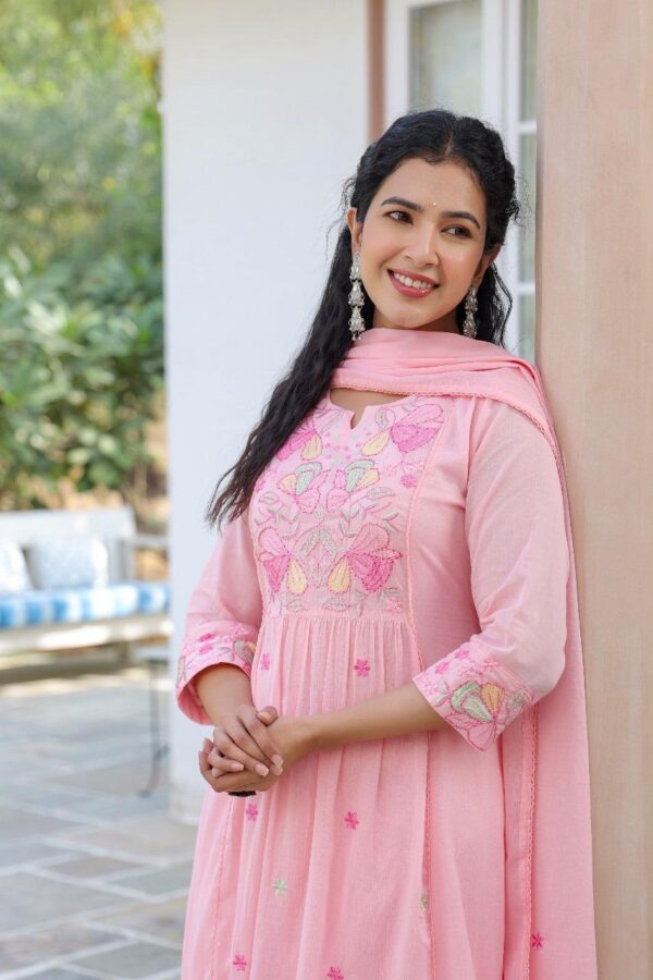 Embroidered A-Line Kurta Set - Image 7