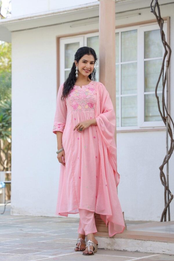 Embroidered A-Line Kurta Set - Image 10