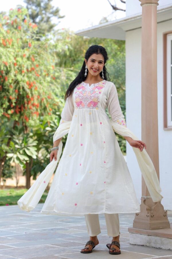 Embroidered A-Line Kurta Set - Image 10