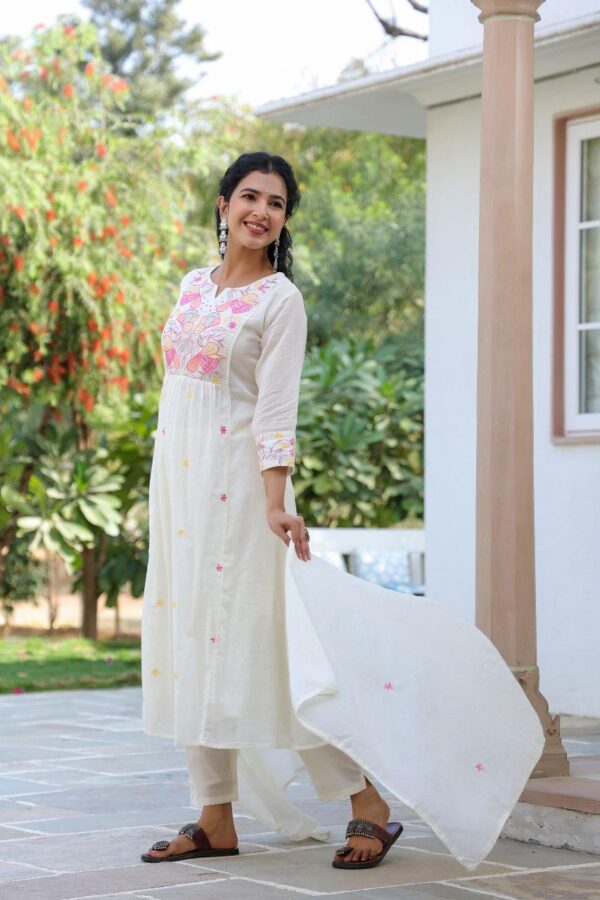 Embroidered A-Line Kurta Set - Image 5