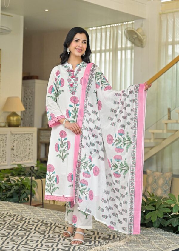 Floral Delight Cotton Kurta Set - Image 5