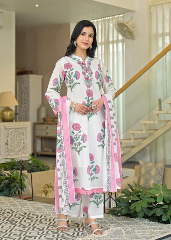 Floral Delight Cotton Kurta Set - Image 2