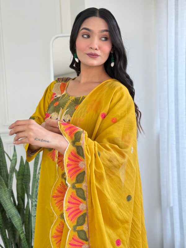 Elegant Embroidered A-line Kurta Set - Image 5