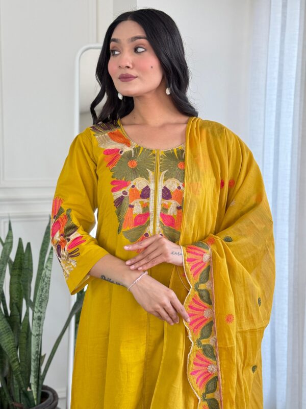 Elegant Embroidered A-line Kurta Set - Image 6