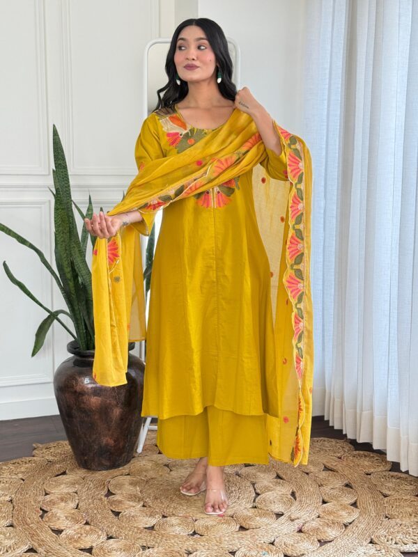 Elegant Embroidered A-line Kurta Set - Image 4