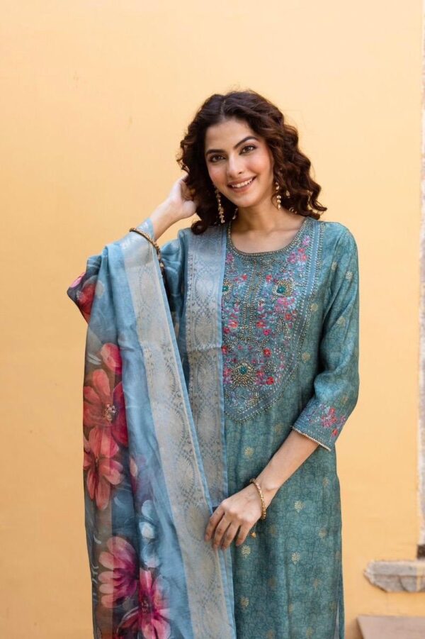 Floral Shimmer Tissue Kurta Set