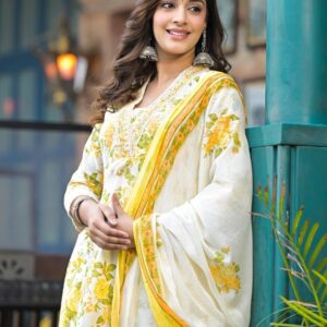 Elegant Floral A-Line Kurta Set
