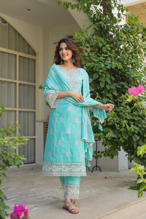 Elegant Dobby Cotton Designer Suit - Image 7