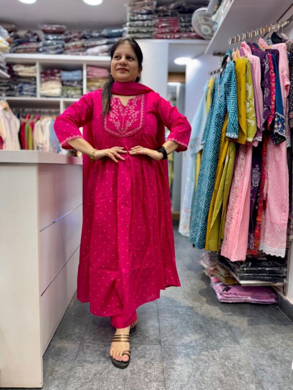 Premium Cotton 3pc A-Line Flared Kurta - Image 2