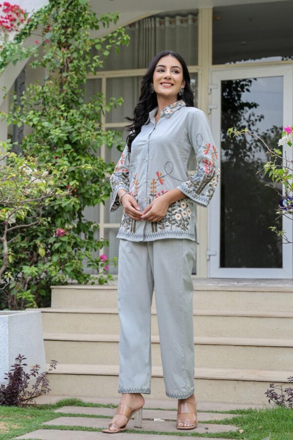 Premium Mul Cotton Front Open Cord Sets - Image 5