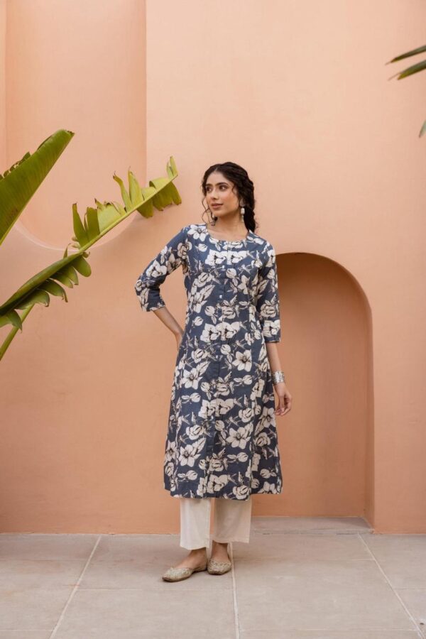 Premium Pure Cotton 2pc A-Line Kurta - Image 2