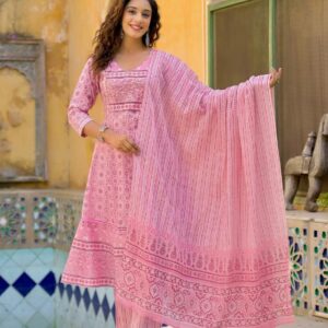 Premium Cotton A-Line Dress with Pants