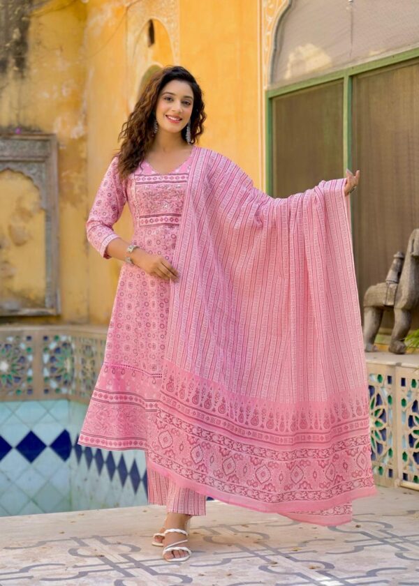 Premium Cotton A-Line Dress with Pants