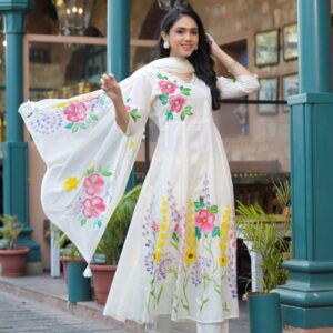 Premium Mul Cotton Anarkali 3pc Set