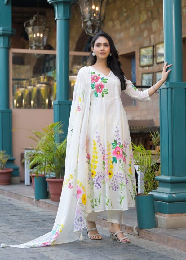 Premium Mul Cotton Anarkali 3pc Set - Image 2