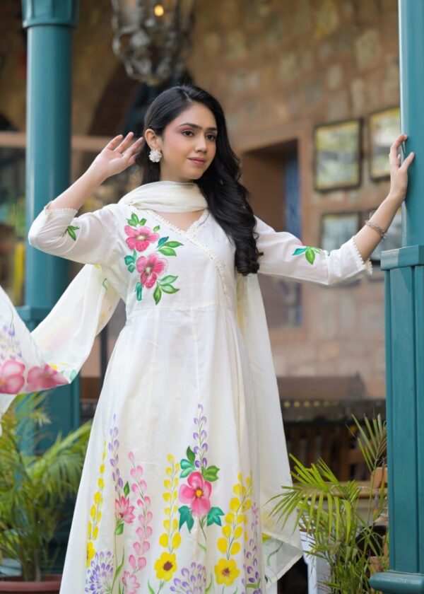 Premium Mul Cotton Anarkali 3pc Set - Image 3