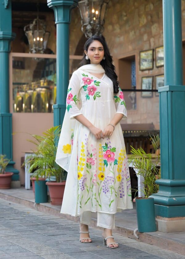 Premium Mul Cotton Anarkali 3pc Set - Image 4
