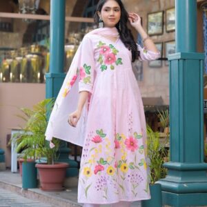 Premium Mul Cotton Anarkali 3pc Set