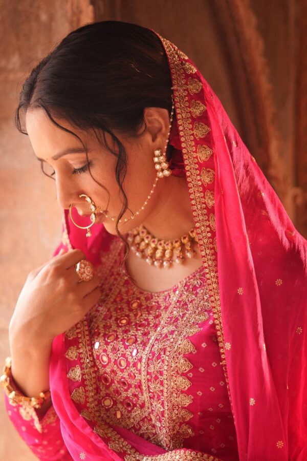 Pure Chinon  Anarkali Set