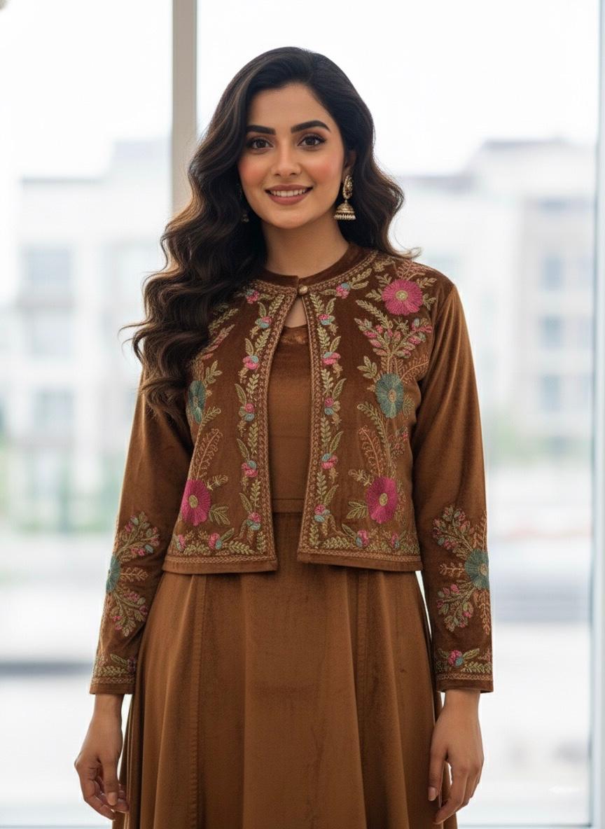 Premium Cotton Lycra Velvet Designer - Image 2